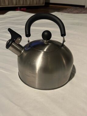 Stainless Steel Whistling Tea Kettle with Black Handle